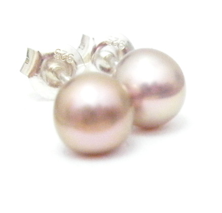 Pink/Beige \'Baby\' Ming Pearl Earrings